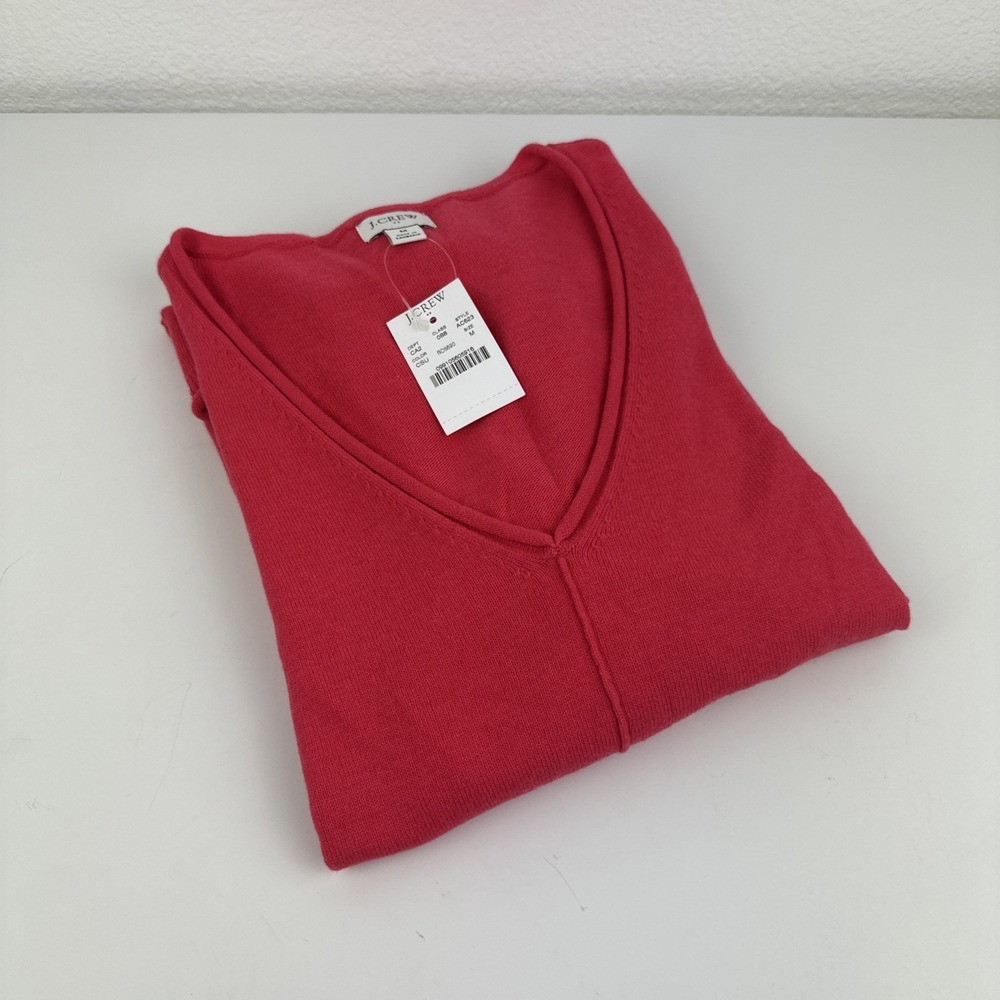 J. Crew Women's V-Neck Sweater Cotton/wool/nylon New Size Medium Color Pink